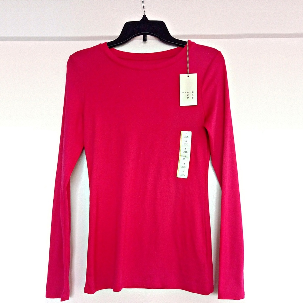 Pink Long Sleeve Fitted Tee
